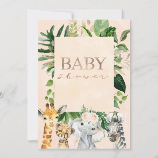 GIrls Safari Baby shower Kaart (Achterkant)