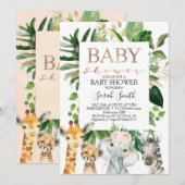 GIrls Safari Baby shower Kaart (Voorkant / Achterkant)