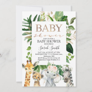 GIrls Safari Baby shower Kaart