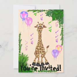 Girls Safari Giraffe Birthday Party Invitation Kaart