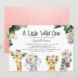 Girls Safari Oerwoud Animals Baby shower Kaart