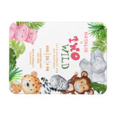 Girls Safari Oerwoud Two Wild 2e verjaardag Invite Magneet (Horizontaal)