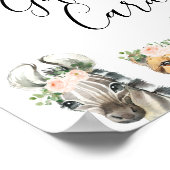 Girls Safari Pink Floral Baby shower Sign Poster (Hoek)
