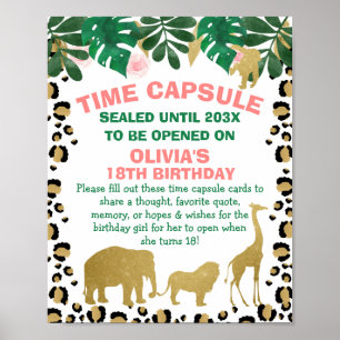 Girls Safari Time Capsule Sign 8x10 inch Poster