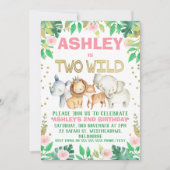 Girls safari twee wilde 2e verjaardag uitnodiging (Voorkant)