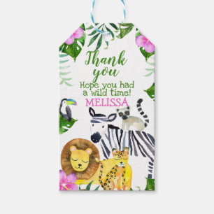 Girl's Safari Verjaardagsgunst Label Cadeaulabel