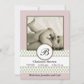 Girls Sage Stippen Birth Announement Aankondiging (Voorkant)