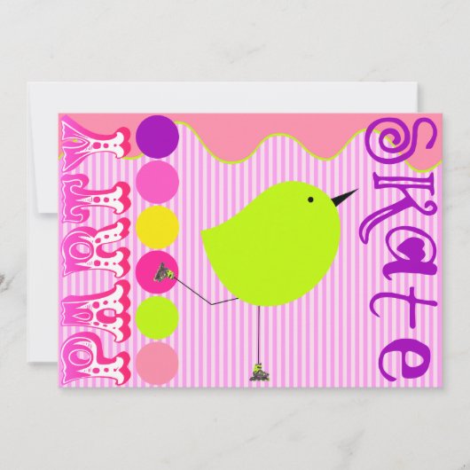 Girl's Schaats Party Invitation Sjabloon Kaart (Voorkant)