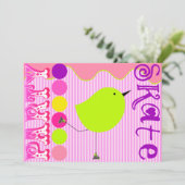 Girl's Schaats Party Invitation Sjabloon Kaart (Staand voorkant)