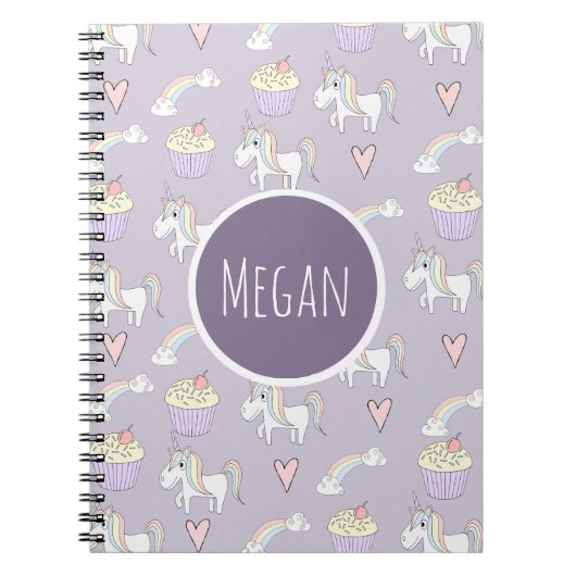 Girl's School Doodle Unicorn Pattern met naam Notitieboek (Voorkant)