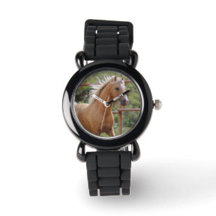 Girls Silver Glitter Watch with Horse Photo Horloge