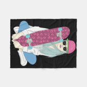 Girls Skate Skateboard Skateboarding Do A Kickflip Fleece Deken (Voorkant (Horizontaal))