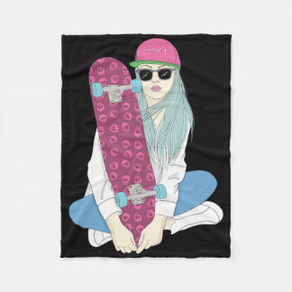 Girls Skate Skateboard Skateboarding Do A Kickflip Fleece Deken