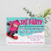 Girls Ski Party Invitation Kaart (Staand voorkant)