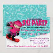 Girls Ski Party Invitation Kaart (Voorkant / Achterkant)