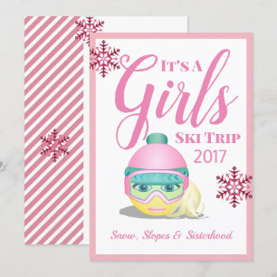 Girls Ski Trip Skiing Emoji Kaart