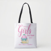 Girls Ski Trip Skiing Emoji Personalized Tote Bag (Voorkant)