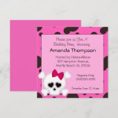 Girls Skull Birthday-uitnodigingen Kaart (Voorkant / Achterkant)