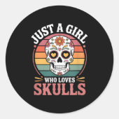 Girls Skull Ronde Sticker (Voorkant)