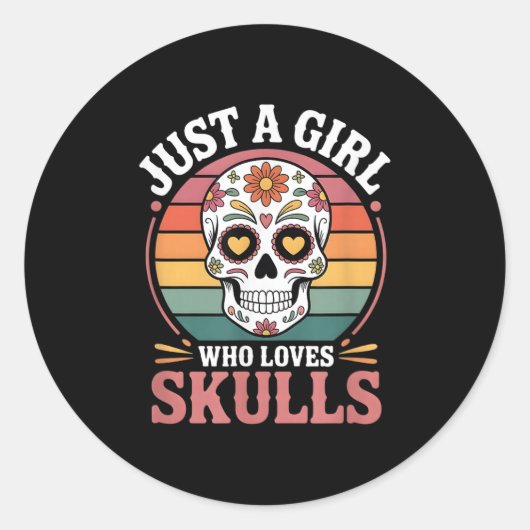 Girls Skull  Ronde Sticker (Voorkant)