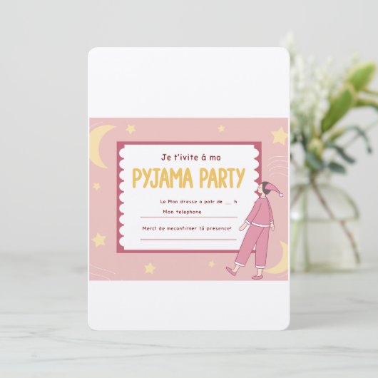 Girls Sleepover Birthday Invite Kaart (Staand voorkant)