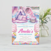 Girls Sleepover Pool Party Kaart (Staand voorkant)