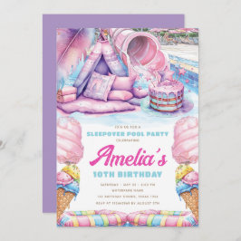 Girls Sleepover Pool Party Kaart
