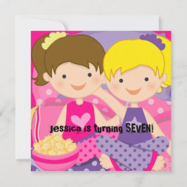 Girls Slumber Party Birthday Invitation Kaart