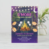 Girls S'more Fun Campfire Smores Birthday Party Kaart (Staand voorkant)