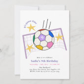 Girls Soccer Birthday Party Invitation Kaart (Voorkant)