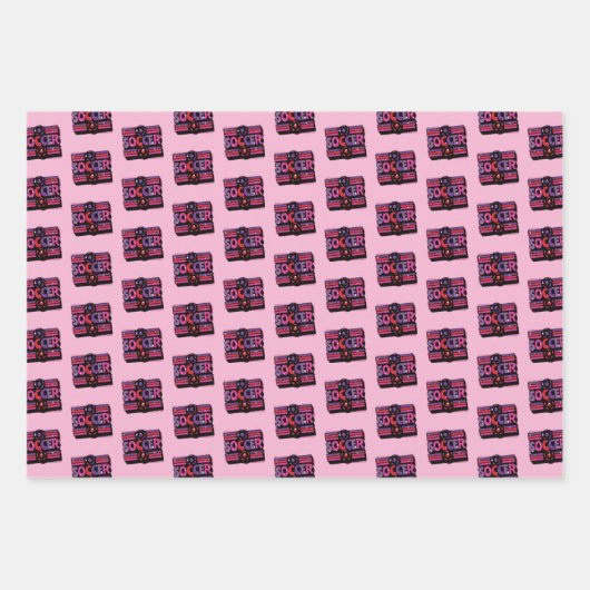 Girls Soccer Geometric Retro Typography Inpakpapier Vel (Voorkant 2)