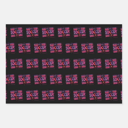 Girls Soccer Geometric Retro Typography Inpakpapier Vel (Voorkant)