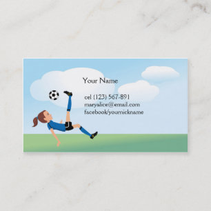 Girl's Soccer Kick Calling Card Contactkaartje