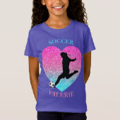 Girls Soccer Paars T-Shirt (Voorkant)