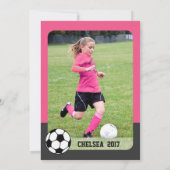 Girl's Soccer Party Aangepaste Verjaardag Uitnodig Kaart (Achterkant)