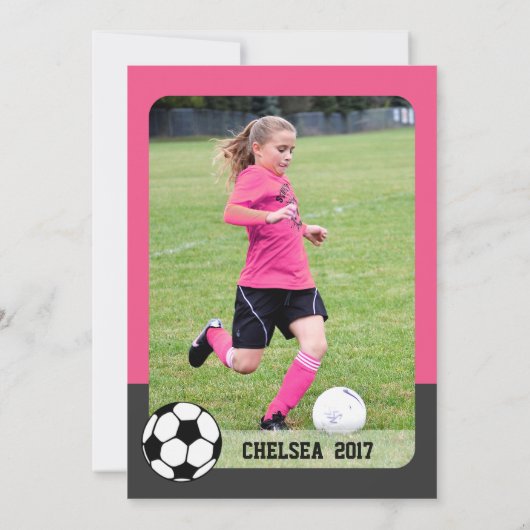 Girl's Soccer Party Aangepaste Verjaardag Uitnodig Kaart (Achterkant)