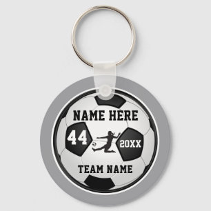 Girls Soccer Party Favors, Grey, Black and White Sleutelhanger