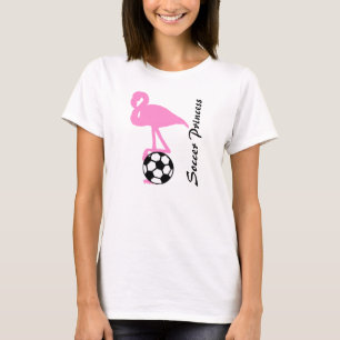 Girls Soccer Princess Pink Flamingo T-shirt