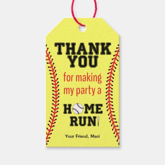 Girls Softball Birthday Party Cadeaulabel (Voorkant)