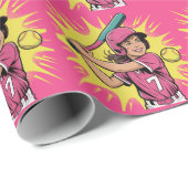 Girls Softball Birthday Party Cadeaupapier (Rol Hoek)