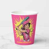 Girls Softball Birthday Party Papieren Bekers (Voorkant)