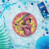 Girls Softball Birthday Party Papieren Bordje (Feest)