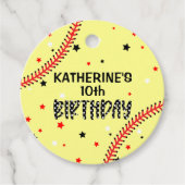 Girls Softball Birthday Party Round Bedankjes Labels (Voorkant)