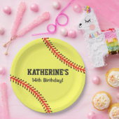 Girls Softball Birthday Party Theme Papieren Bordje (Feest)