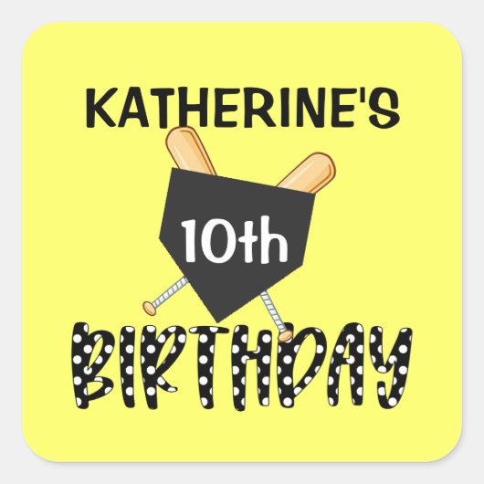 Girls Softball Birthday Party Vierkante Sticker (Voorkant)