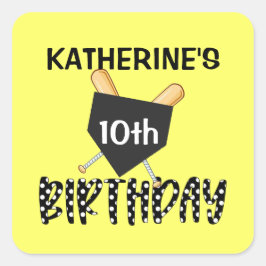 Girls Softball Birthday Party Vierkante Sticker