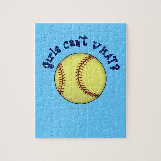 Girls Softball-Blue Legpuzzel (Verticaal)