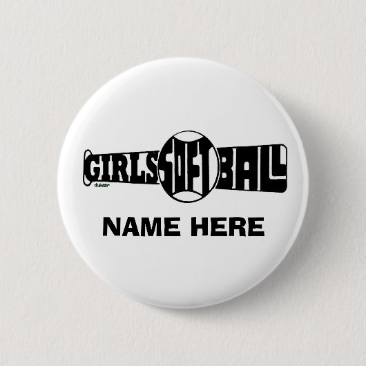 GIRLS SOFTBALL (CUSTOM) RONDE BUTTON 5,7 CM (Voorkant)