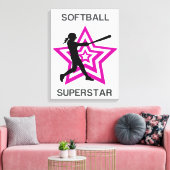 Girls Softball Superstar Canvas Afdruk (Insitu (Woonkamer))
