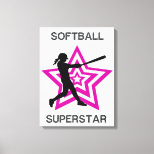 Girls Softball Superstar Canvas Afdruk